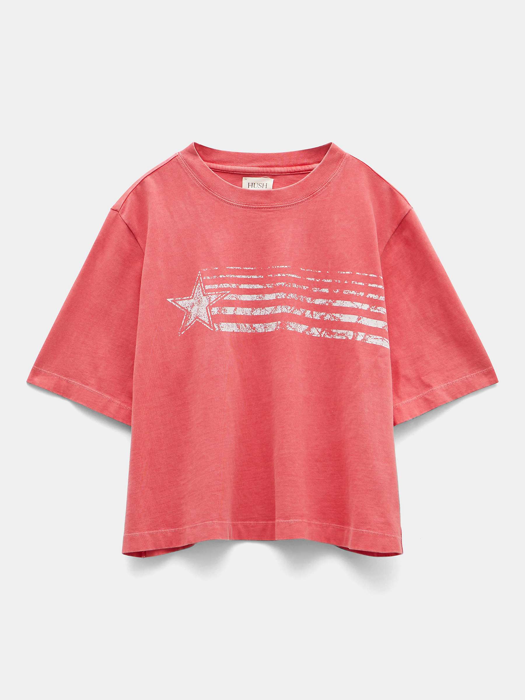 Buy HUSH Cole Star Cotton Boxy T-Shirt, Dusty Red Online at johnlewis.com