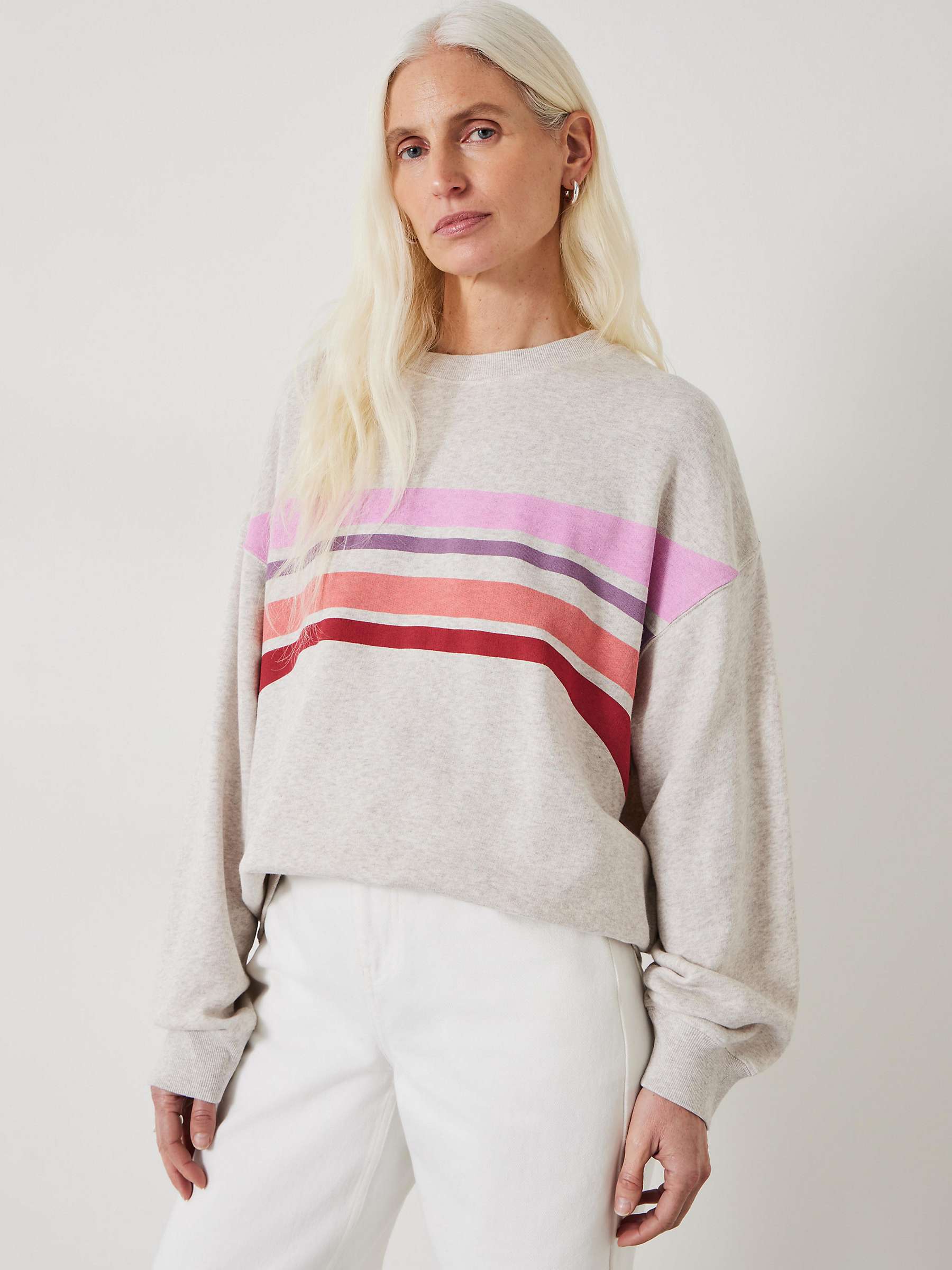 Buy HUSH Eden Stripe Oversized Cotton Sweatshirt, Oatmeal Marl/Multi Online at johnlewis.com