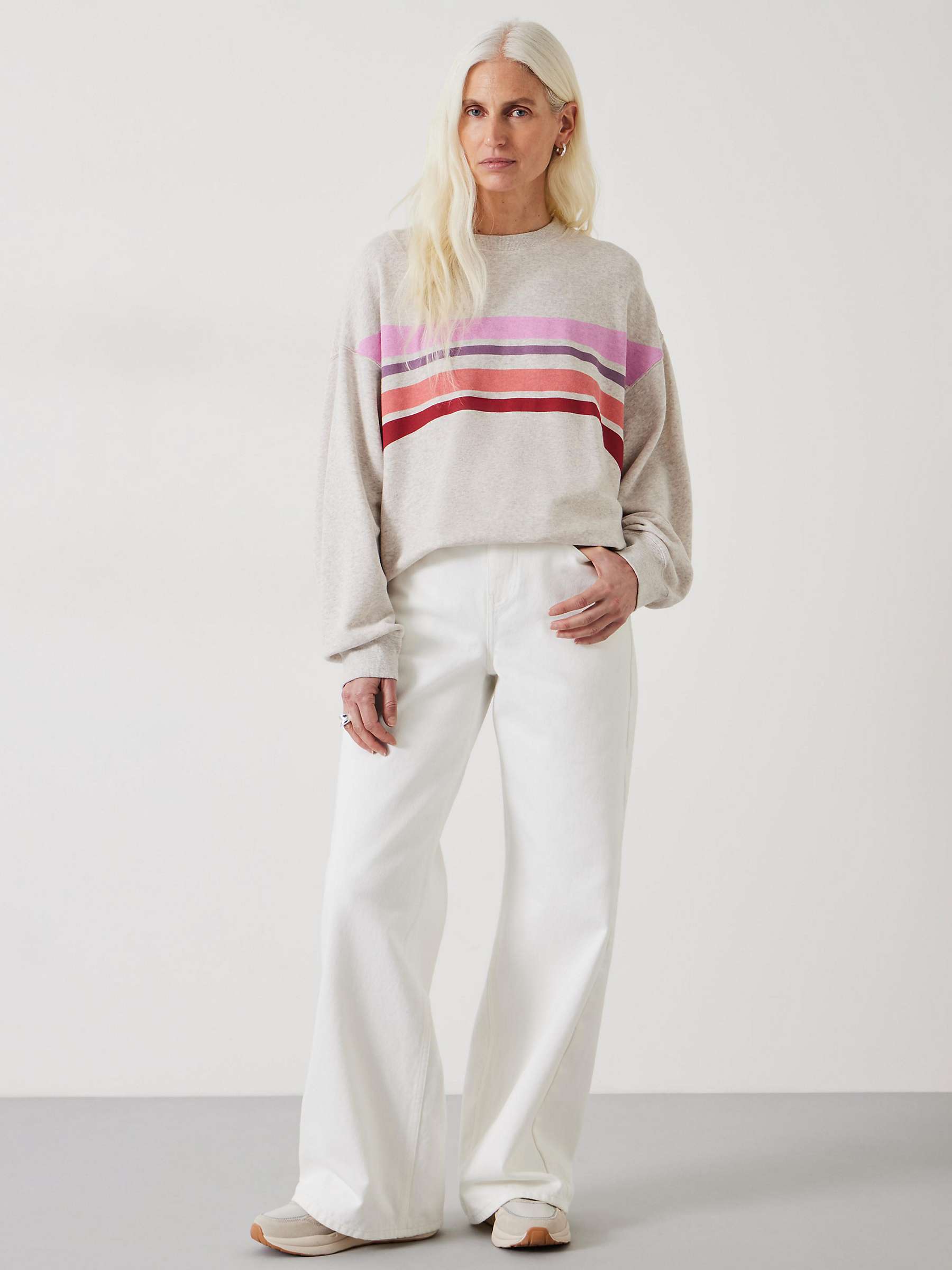 Buy HUSH Eden Stripe Oversized Cotton Sweatshirt, Oatmeal Marl/Multi Online at johnlewis.com