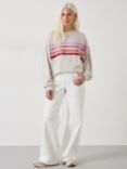 HUSH Eden Stripe Oversized Cotton Sweatshirt, Oatmeal Marl/Multi, Oatmeal Marl/Multi