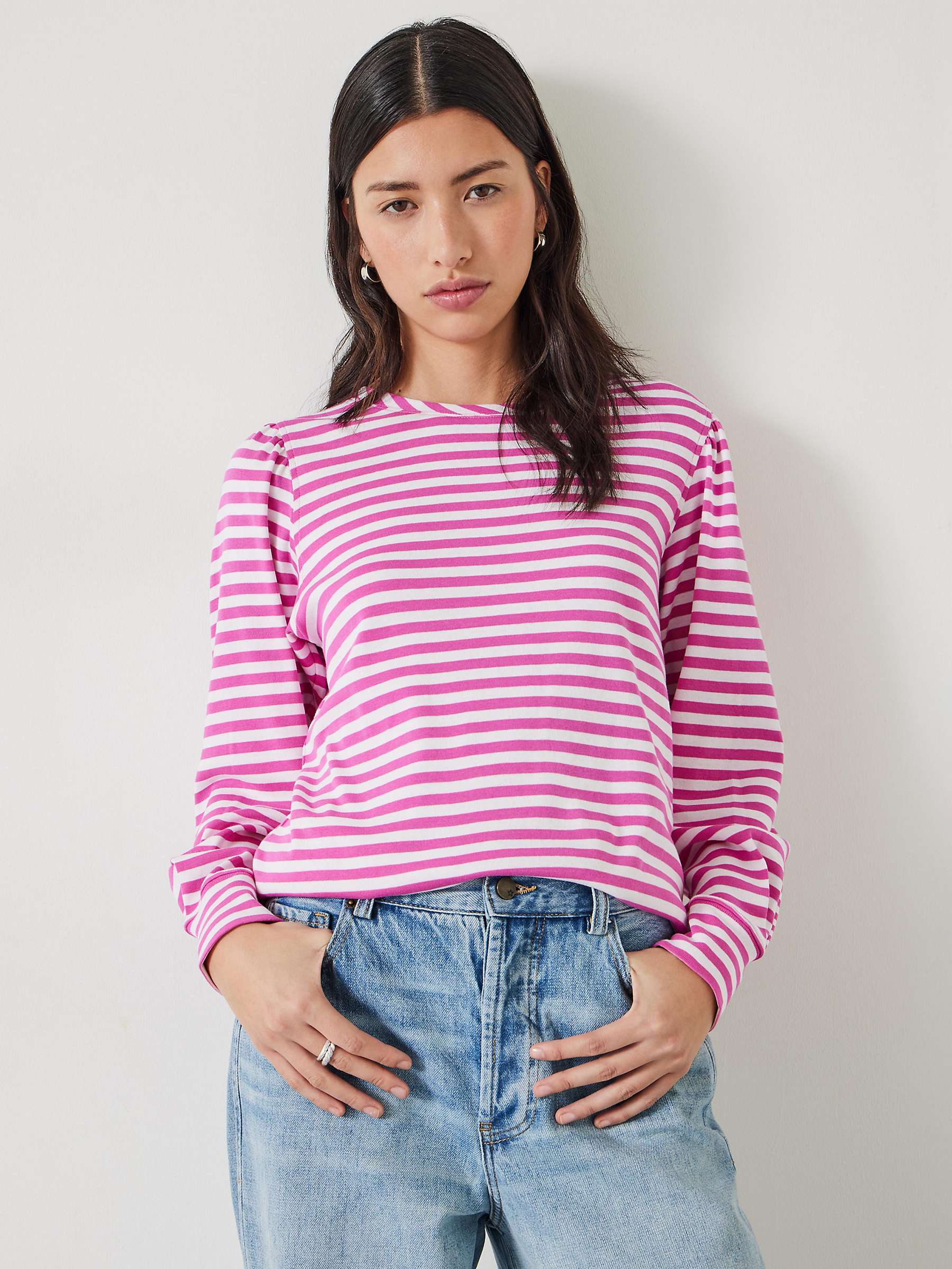 Buy HUSH Emily Striped Puff Sleeve Top Online at johnlewis.com