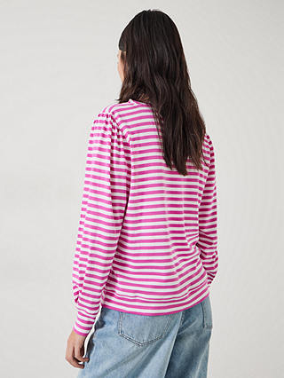 HUSH Emily Striped Puff Sleeve Top, Vibrant Pink