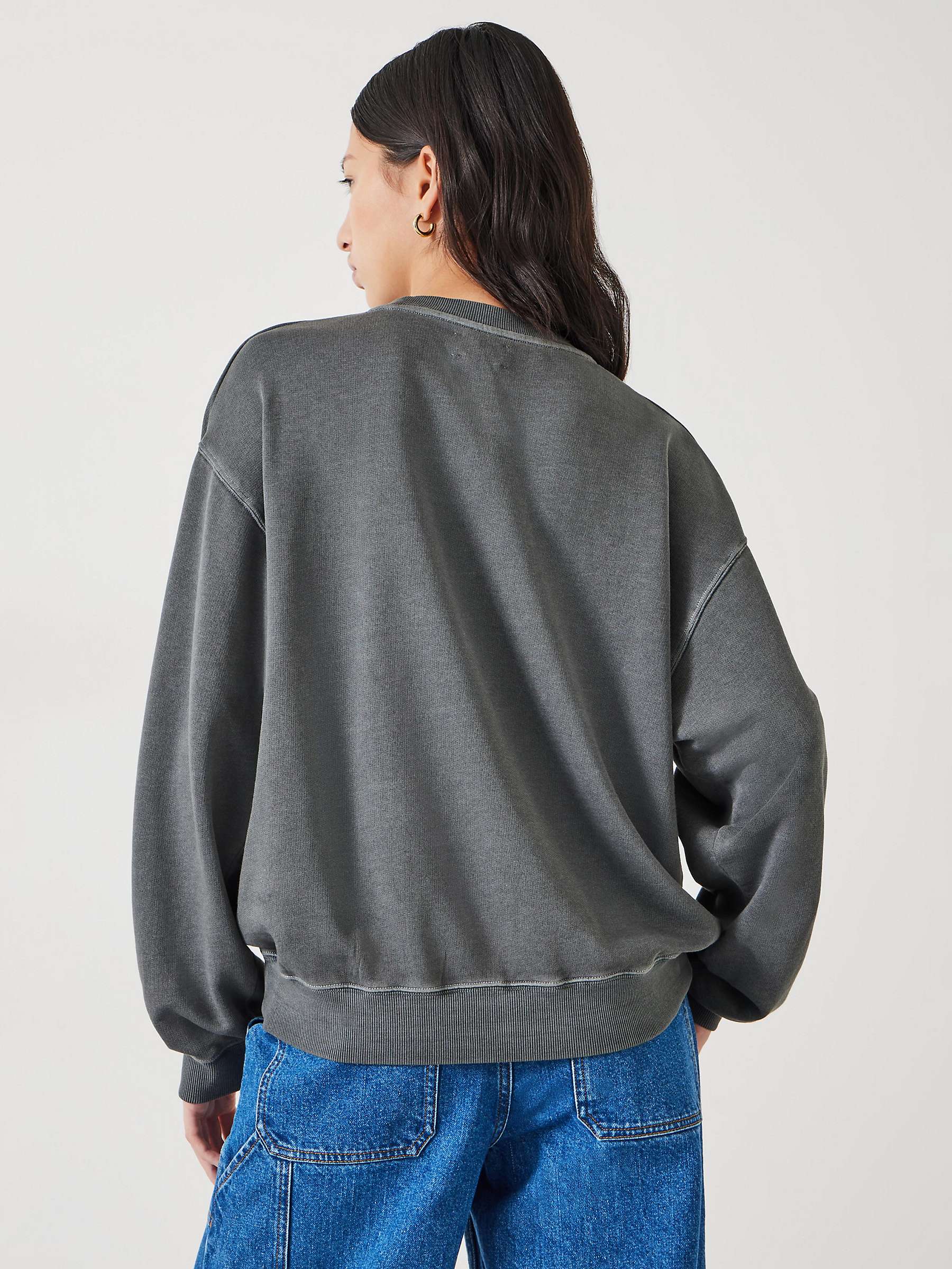 Buy HUSH Seona Star Cotton Sweatshirt, Washed Black Online at johnlewis.com