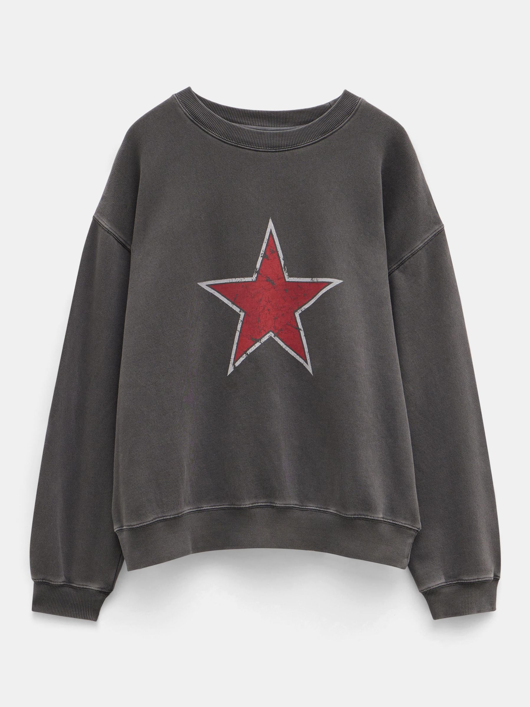 Buy HUSH Seona Star Cotton Sweatshirt, Washed Black Online at johnlewis.com