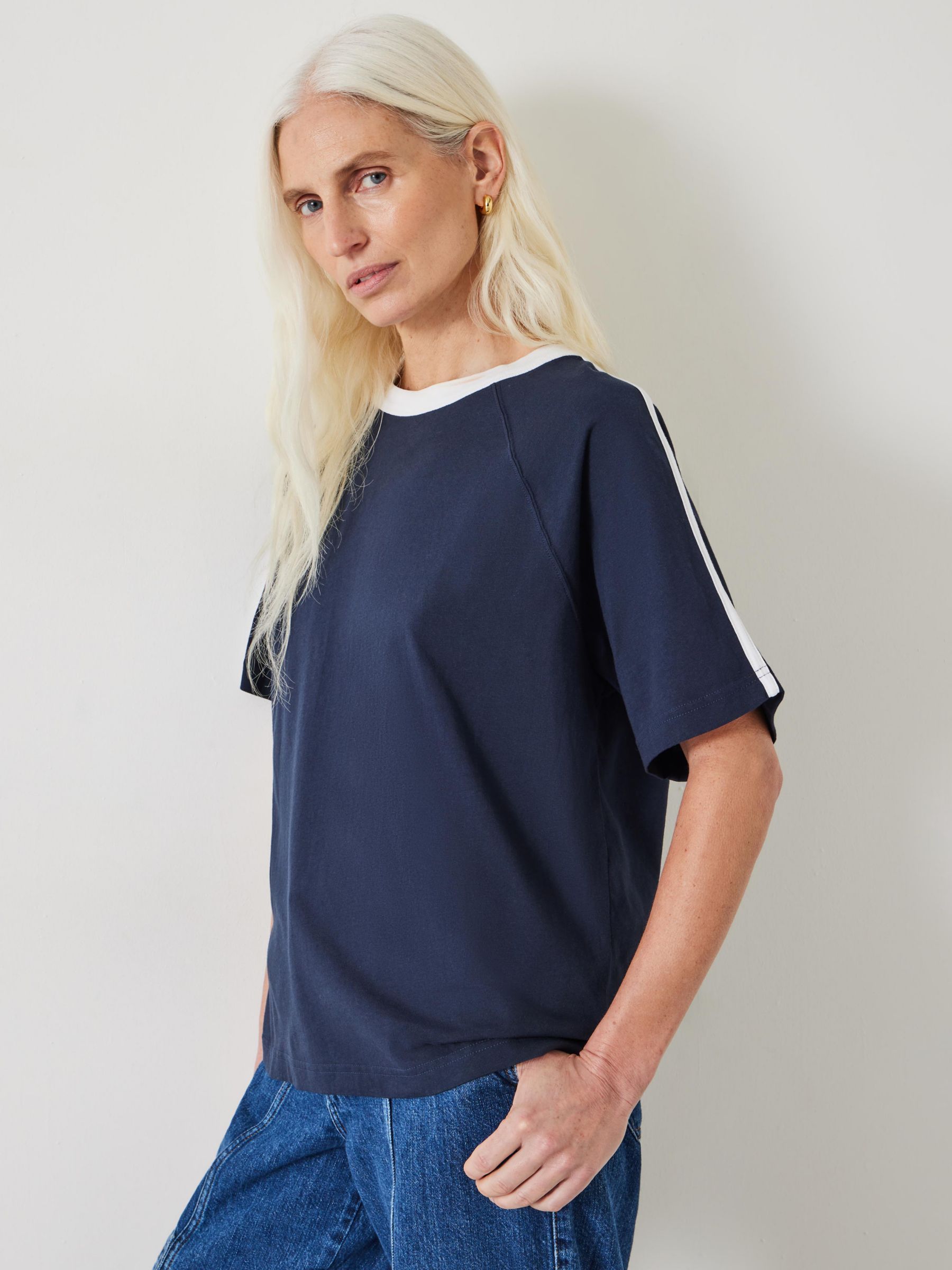 Buy HUSH Bodie Contrast Ringer T-Shirt, Dark Navy Online at johnlewis.com