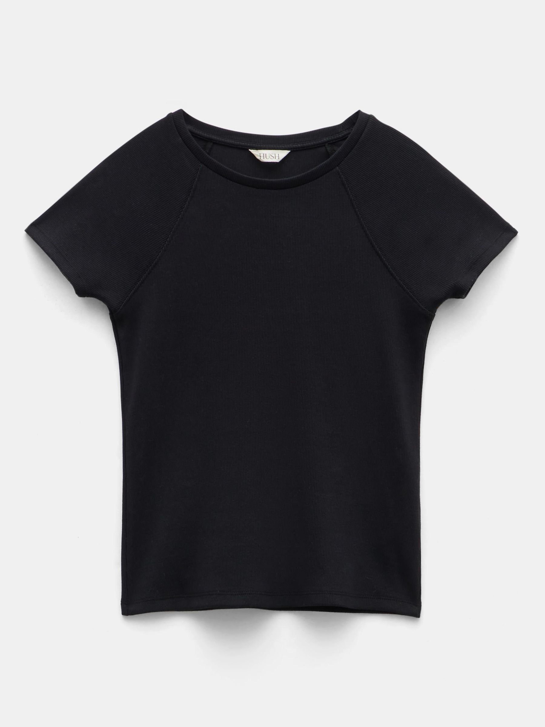 Buy HUSH Deven Ribbed Baby Fit T-Shirt, Black Online at johnlewis.com