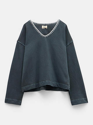 HUSH Ellison Contrast Stitch Sweatshirt, Dark Grey