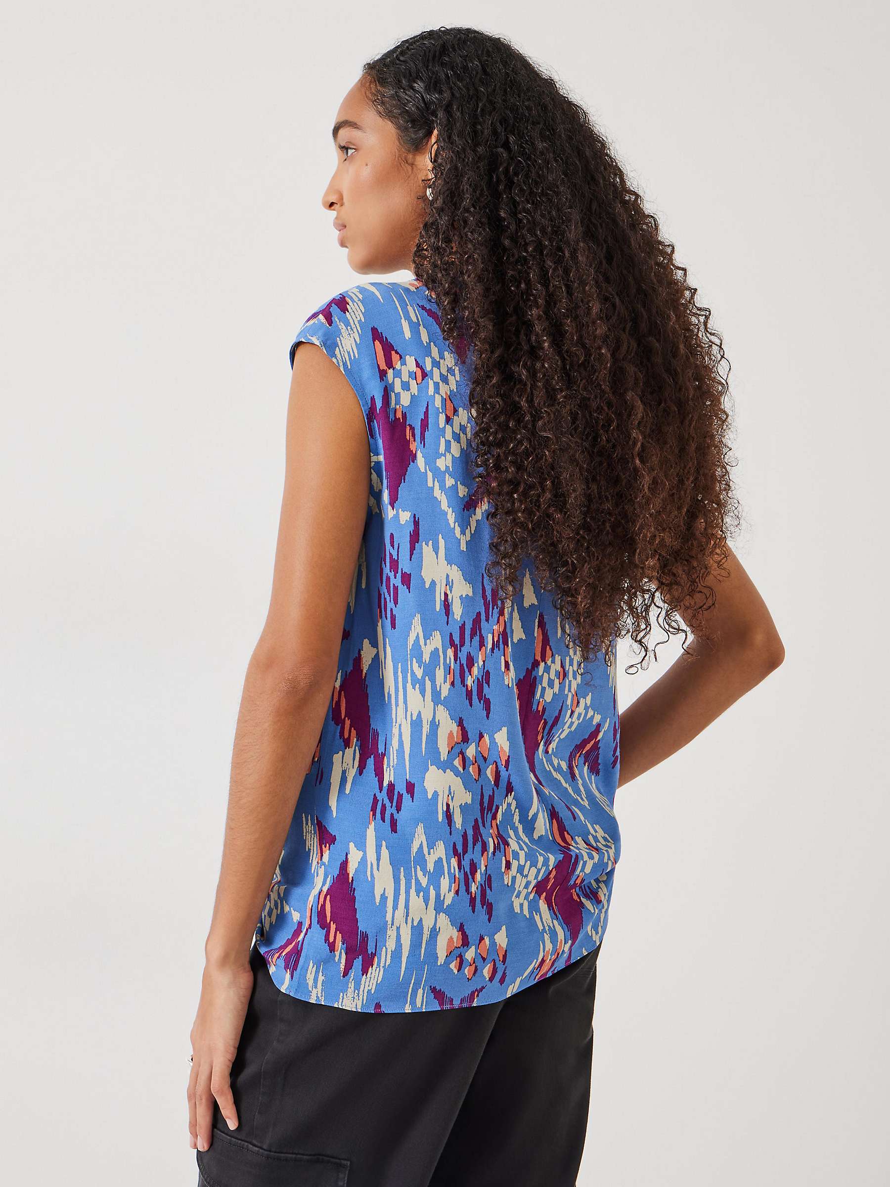 Buy HUSH Sienna Irregular Ikat Print Cut-Out Detail Blouse, Blue/Multi Online at johnlewis.com
