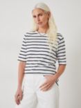 HUSH Sora Relaxed Stripe Cotton T-Shirt, White/Black