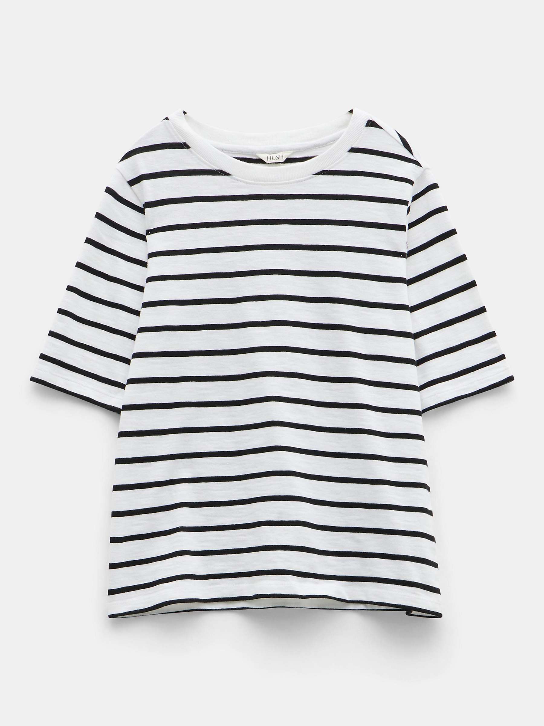 Buy HUSH Sora Relaxed Stripe Cotton T-Shirt, White/Black Online at johnlewis.com