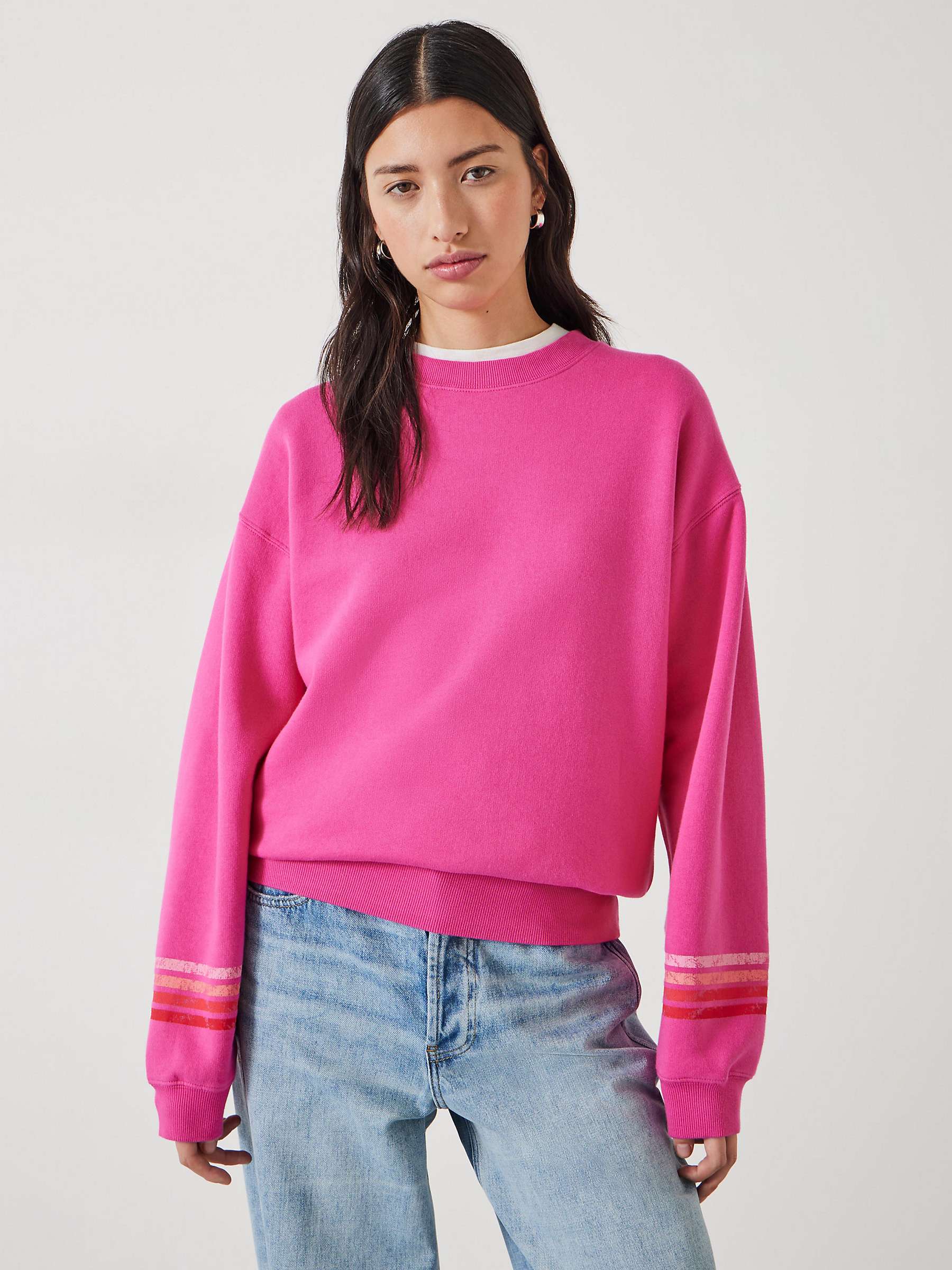 Buy HUSH Kaelynn Contrast Stripe Sweatshirt, Vibrant Pink Online at johnlewis.com