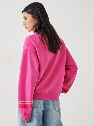 HUSH Kaelynn Contrast Stripe Sweatshirt, Vibrant Pink