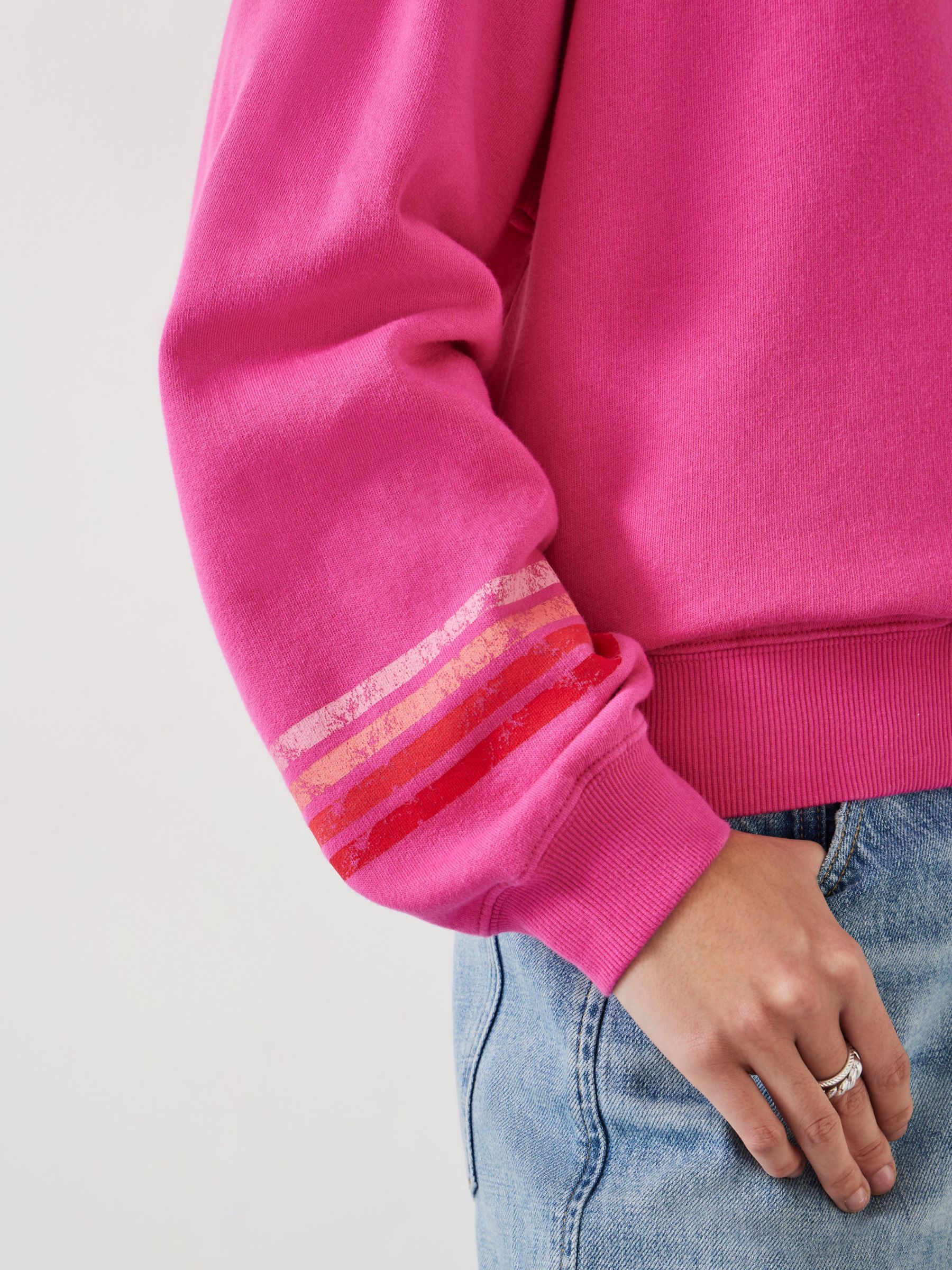 HUSH Kaelynn Contrast Stripe Sweatshirt, Vibrant Pink, XXS