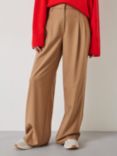 HUSH Aoife Wool Blend High Waist Trousers, Camel Brown