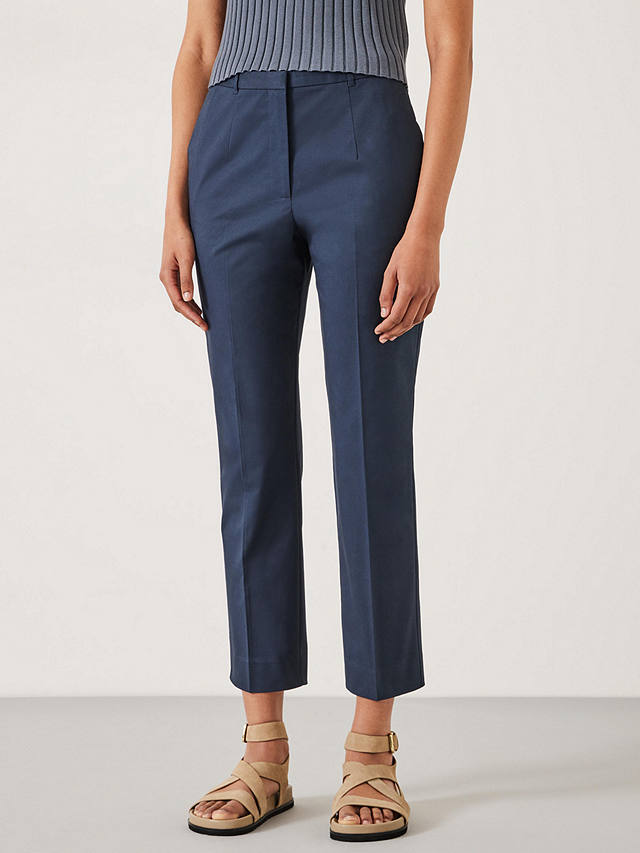 HUSH Hayes Cigarette Cotton Trousers, Navy
