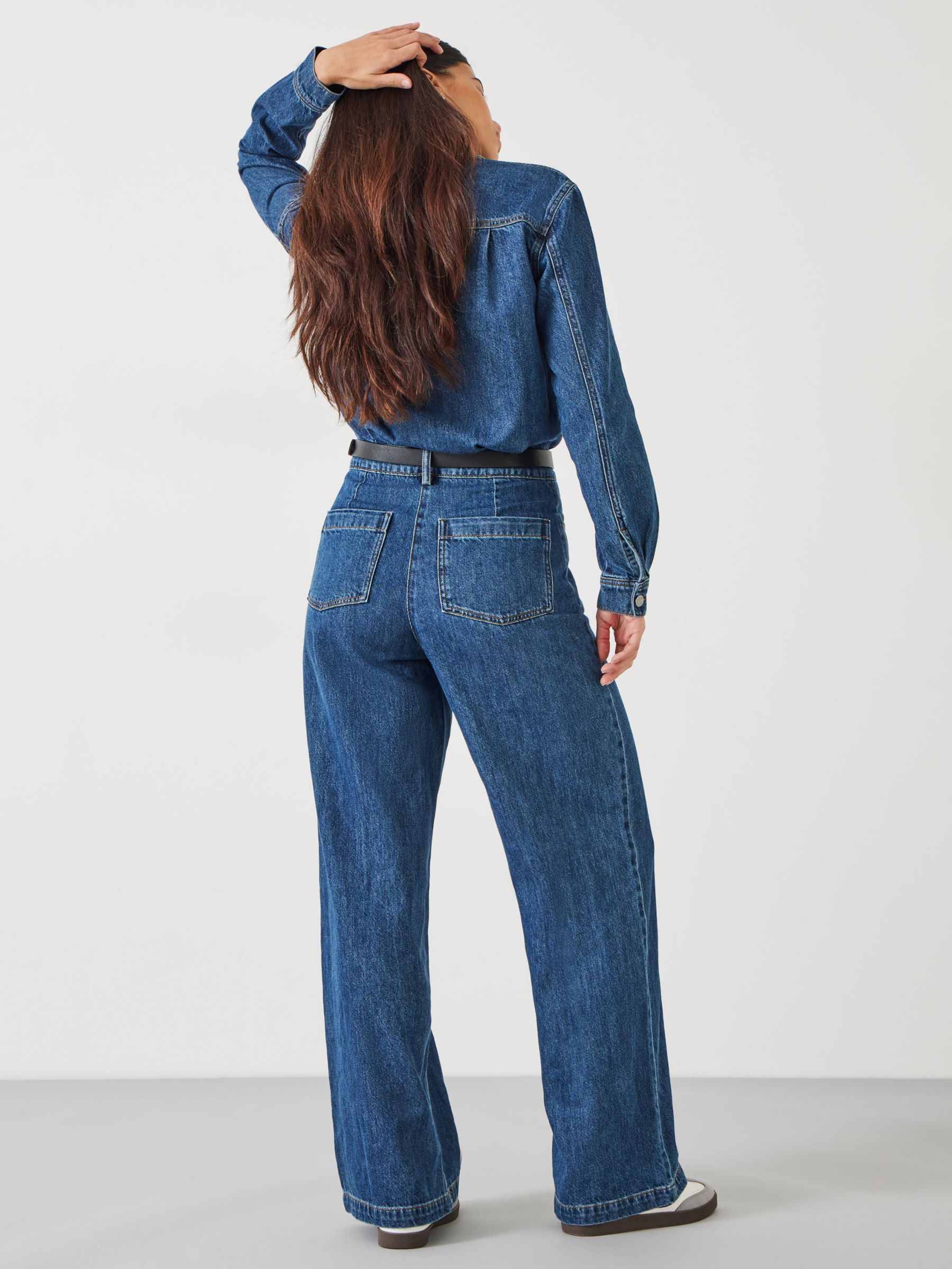 HUSH Evelyn Denim Relaxed Jumpsuit, Mid Authentic Wash, 10