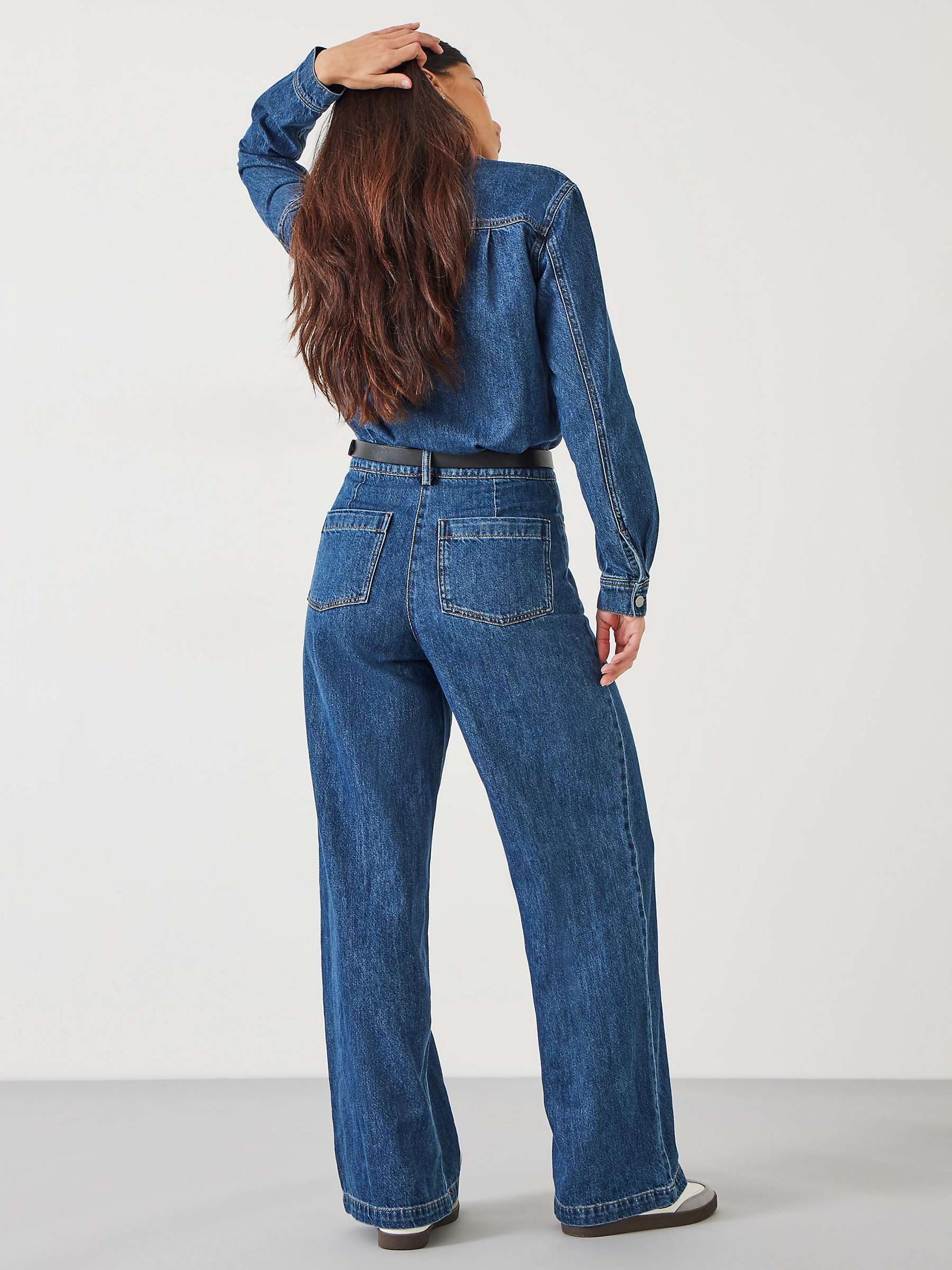 Buy HUSH Evelyn Denim Relaxed Jumpsuit, Mid Authentic Wash Online at johnlewis.com