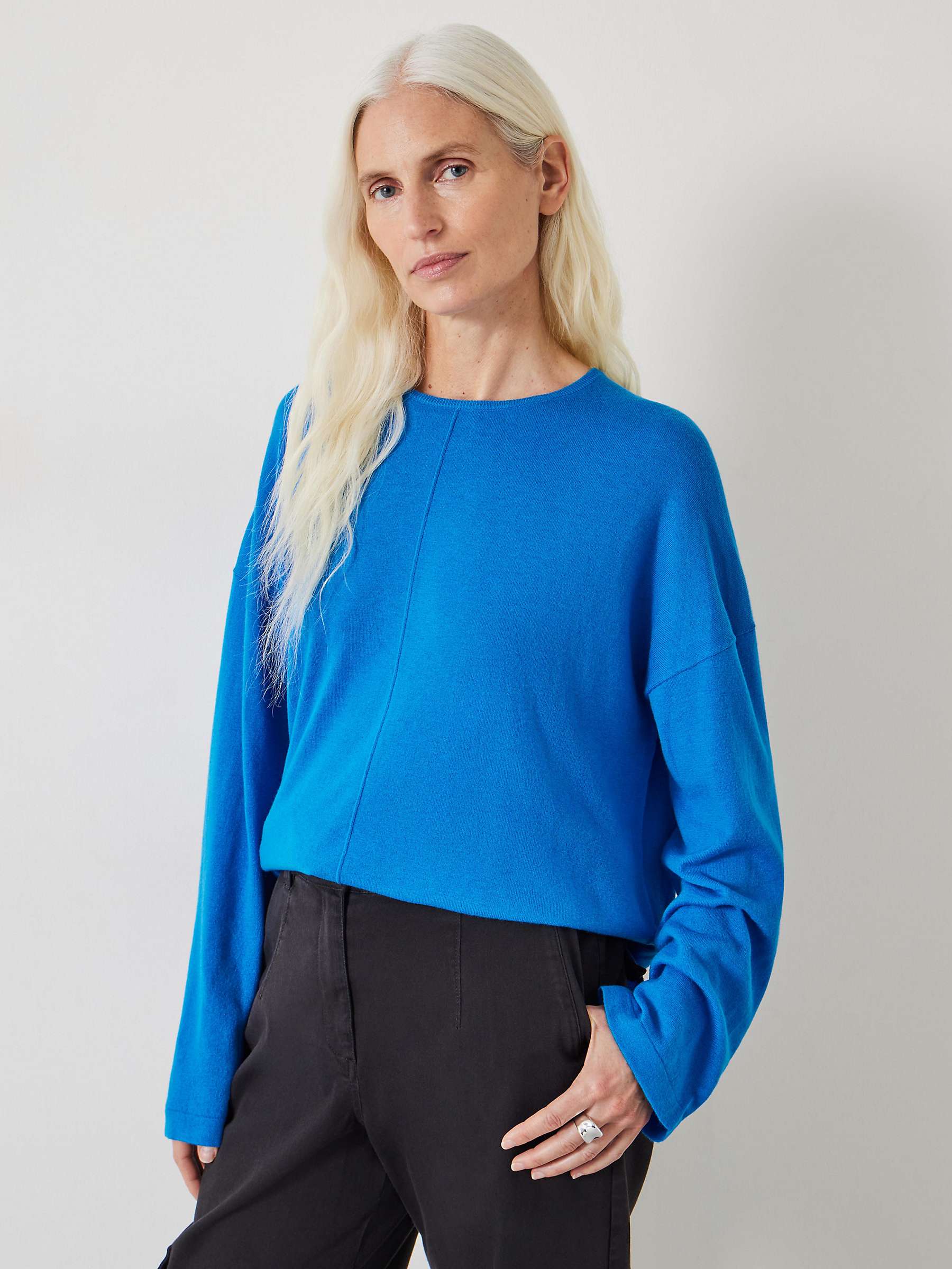 Buy HUSH Fleur Wide Sleeve Wool Blend Jumper, Bright Blue Online at johnlewis.com