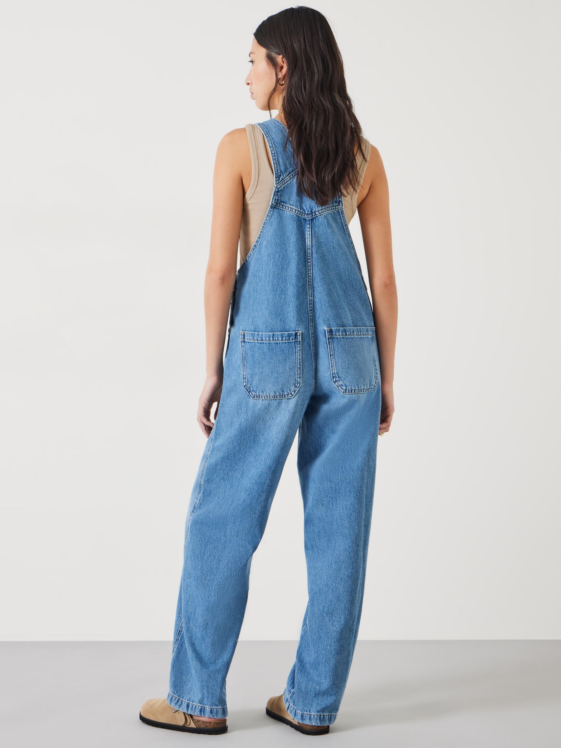HUSH Maya Relaxed Straight Leg Dungarees, Authentic Light Blue, 10