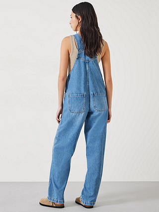 HUSH Maya Relaxed Straight Leg Dungarees, Authentic Light Blue