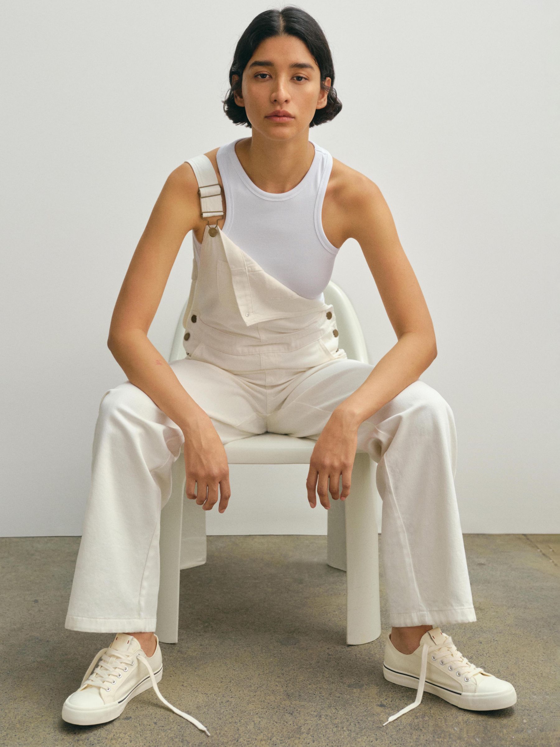 Truly Cotton Cheesecloth Jumpsuit, Ecru at John Lewis & Partners