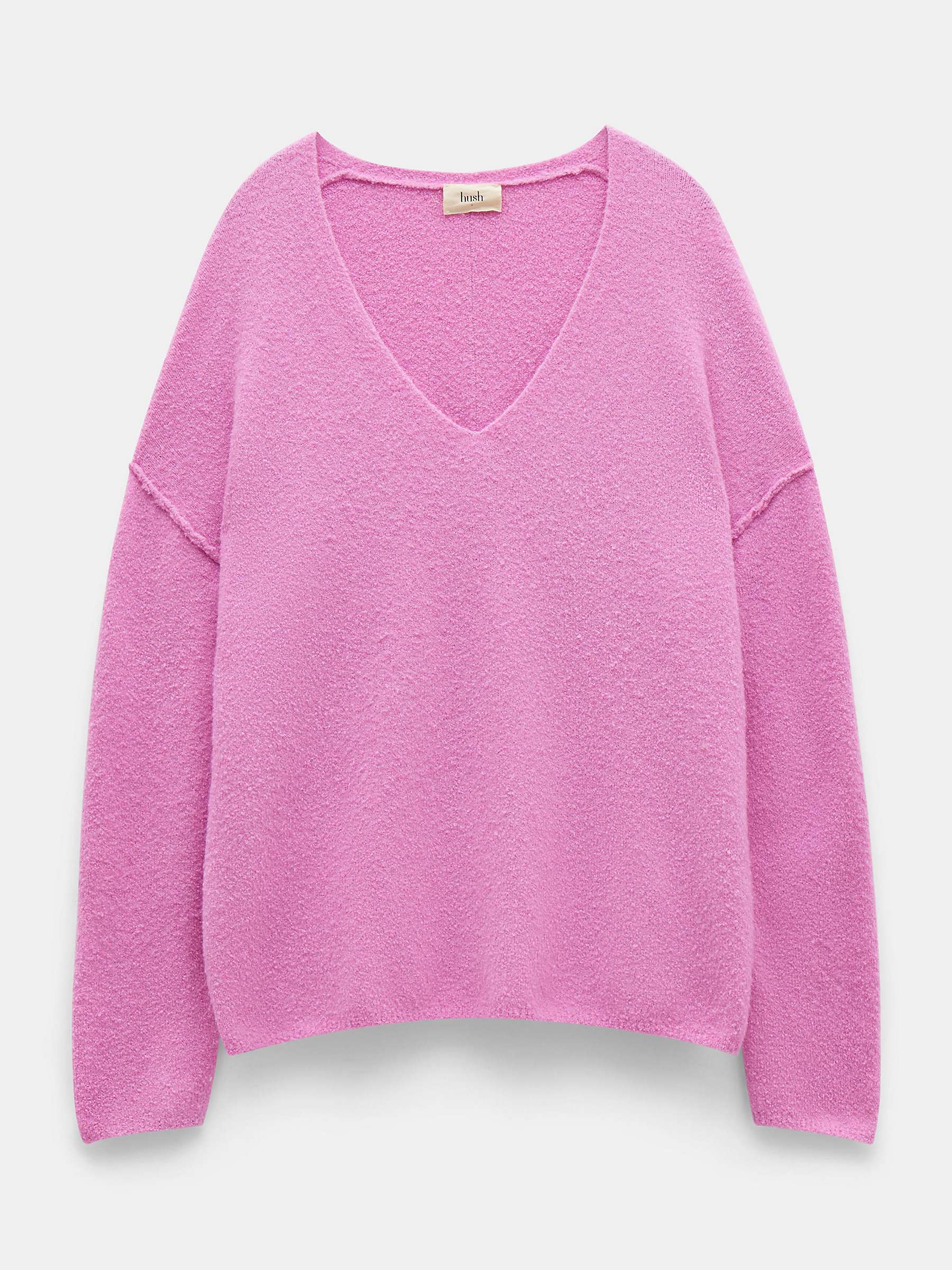 Buy HUSH Carinda V Neck Reverse Seam Wool Blend Jumper, Bright Pink Online at johnlewis.com