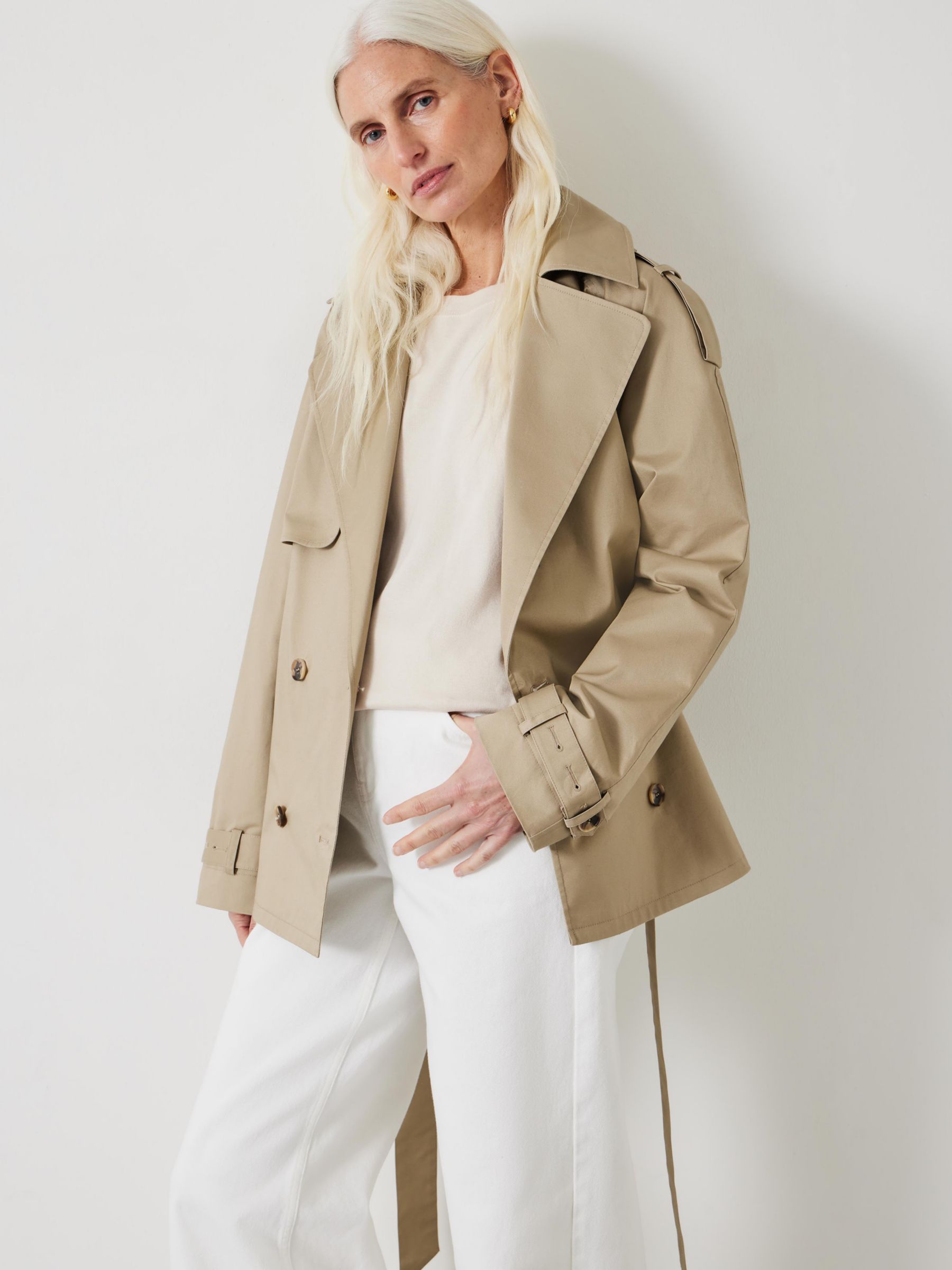 HUSH Stella Short Trench Coat, Stone, 4