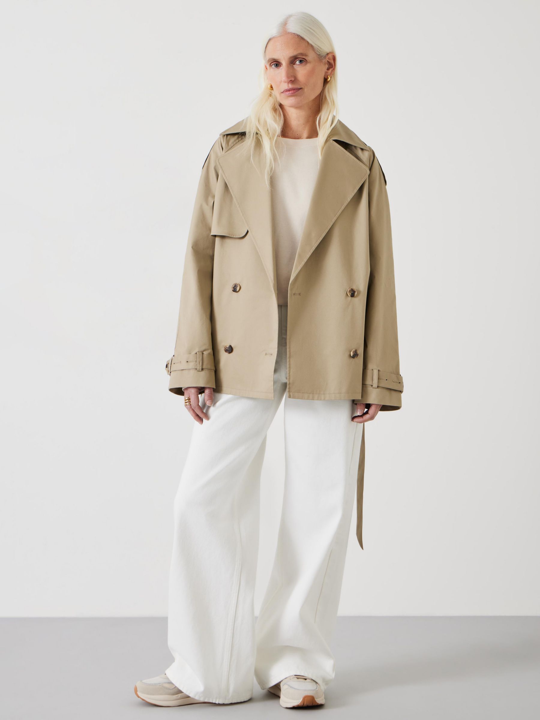 HUSH Stella Short Trench Coat, Stone, 4