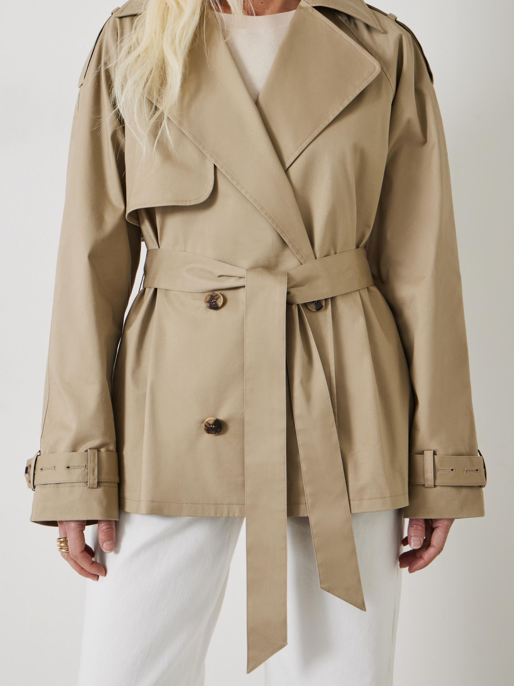 HUSH Stella Short Trench Coat, Stone, 4