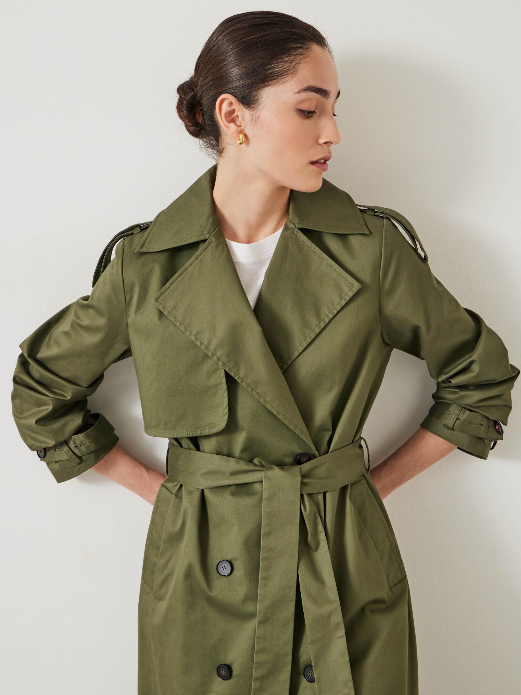 HUSH Stella Long Trench Coat, Khaki, 14