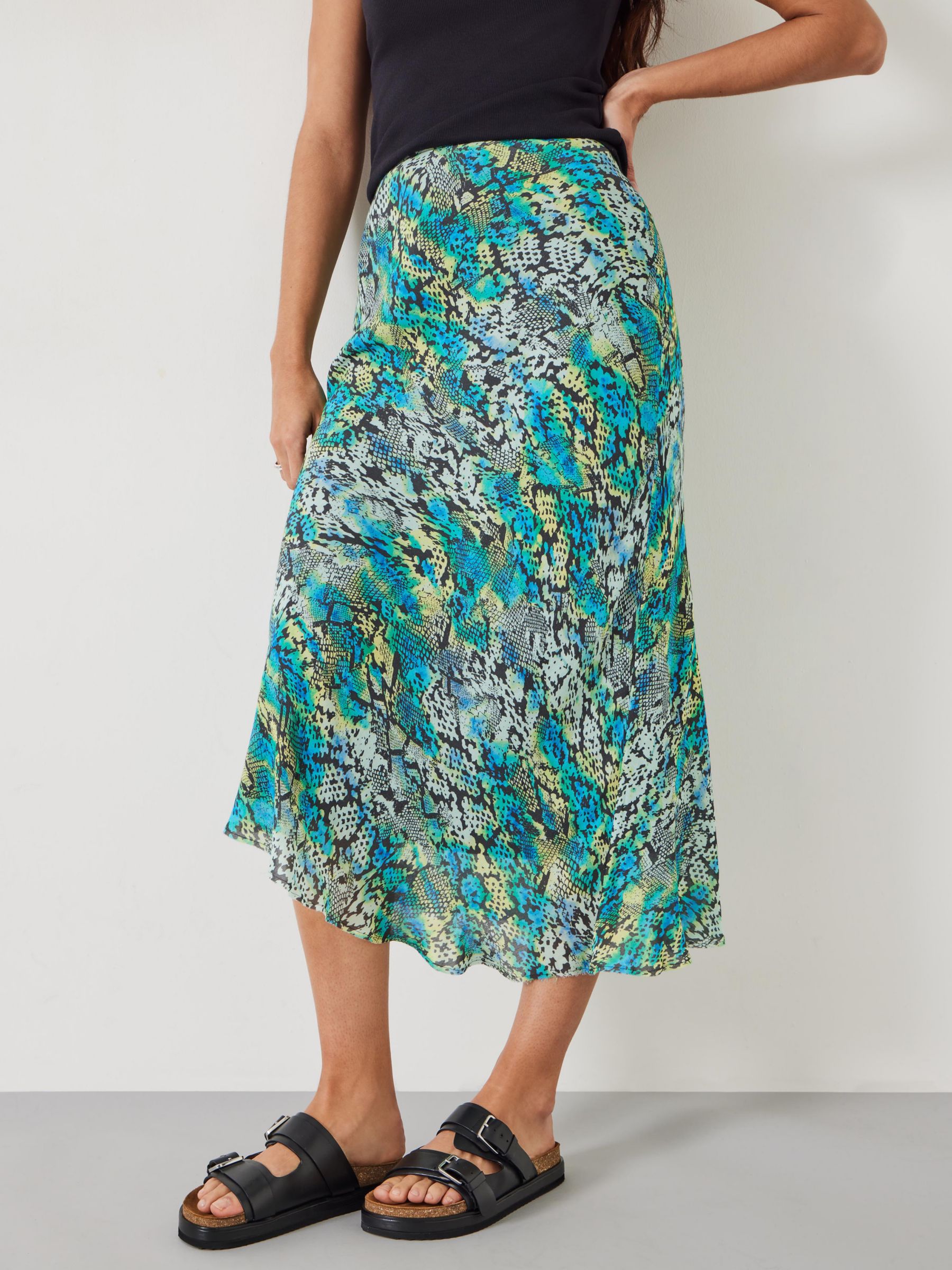 Buy HUSH Hallie Tie Dye Snake Print Midi Skirt, Multi Online at johnlewis.com