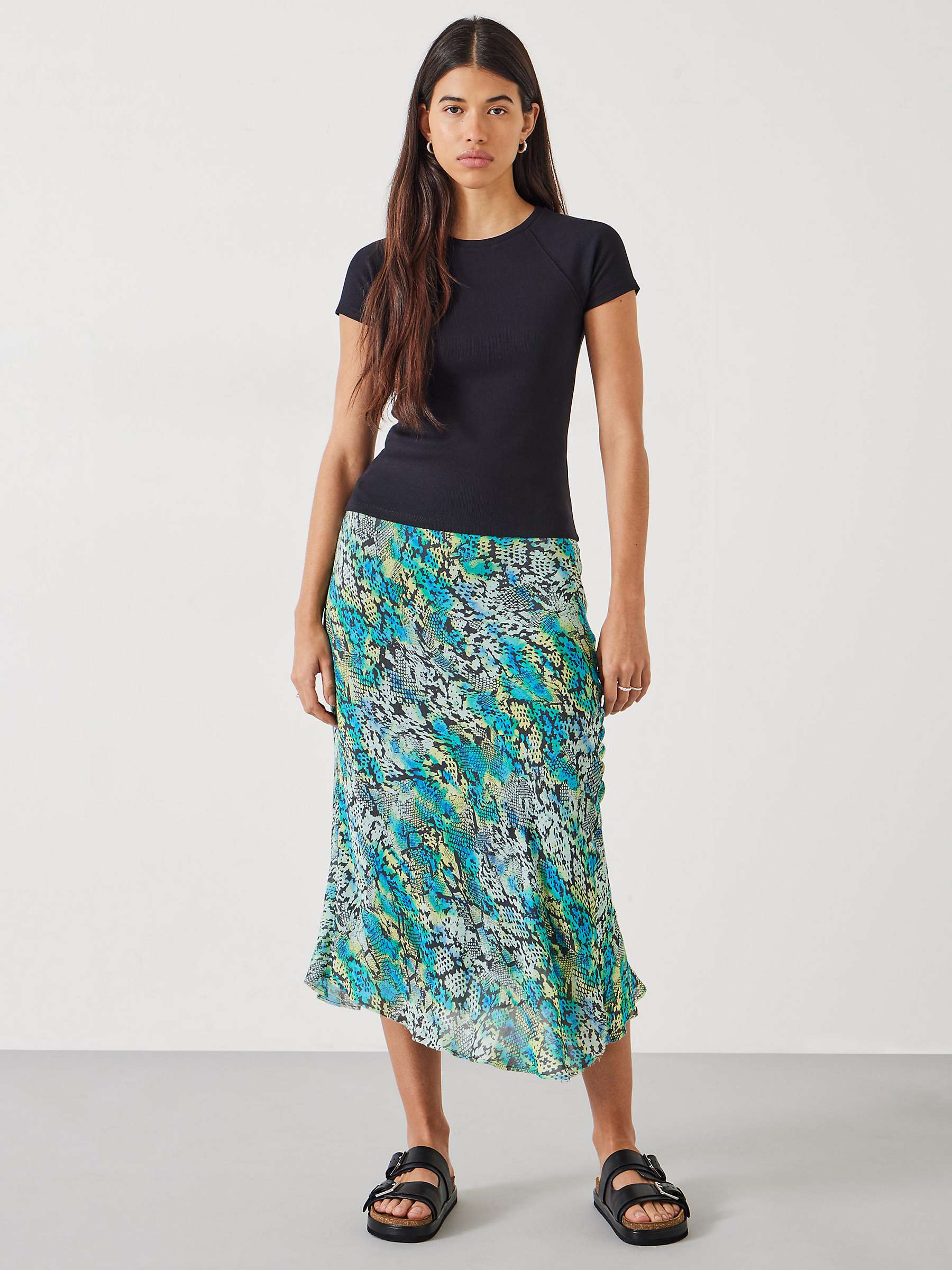 Buy HUSH Hallie Tie Dye Snake Print Midi Skirt, Multi Online at johnlewis.com