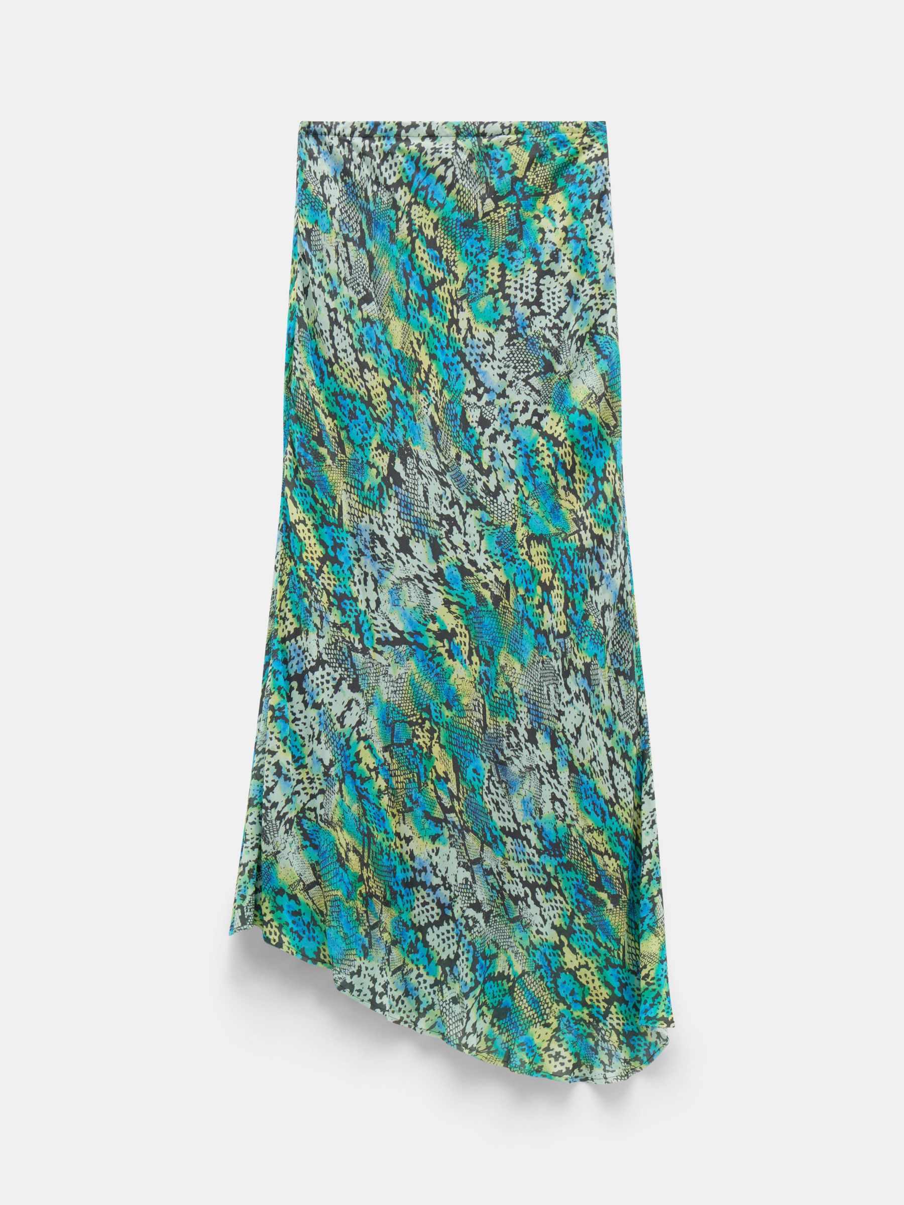 HUSH Hallie Tie Dye Snake Print Midi Skirt, Multi at John Lewis & Partners