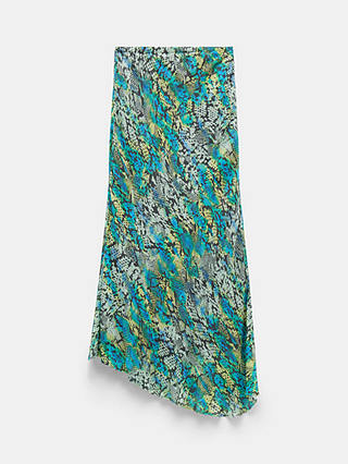 HUSH Hallie Tie Dye Snake Print Midi Skirt, Multi