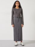 HUSH Farrah Column Maxi Cotton Skirt, Deep Grey