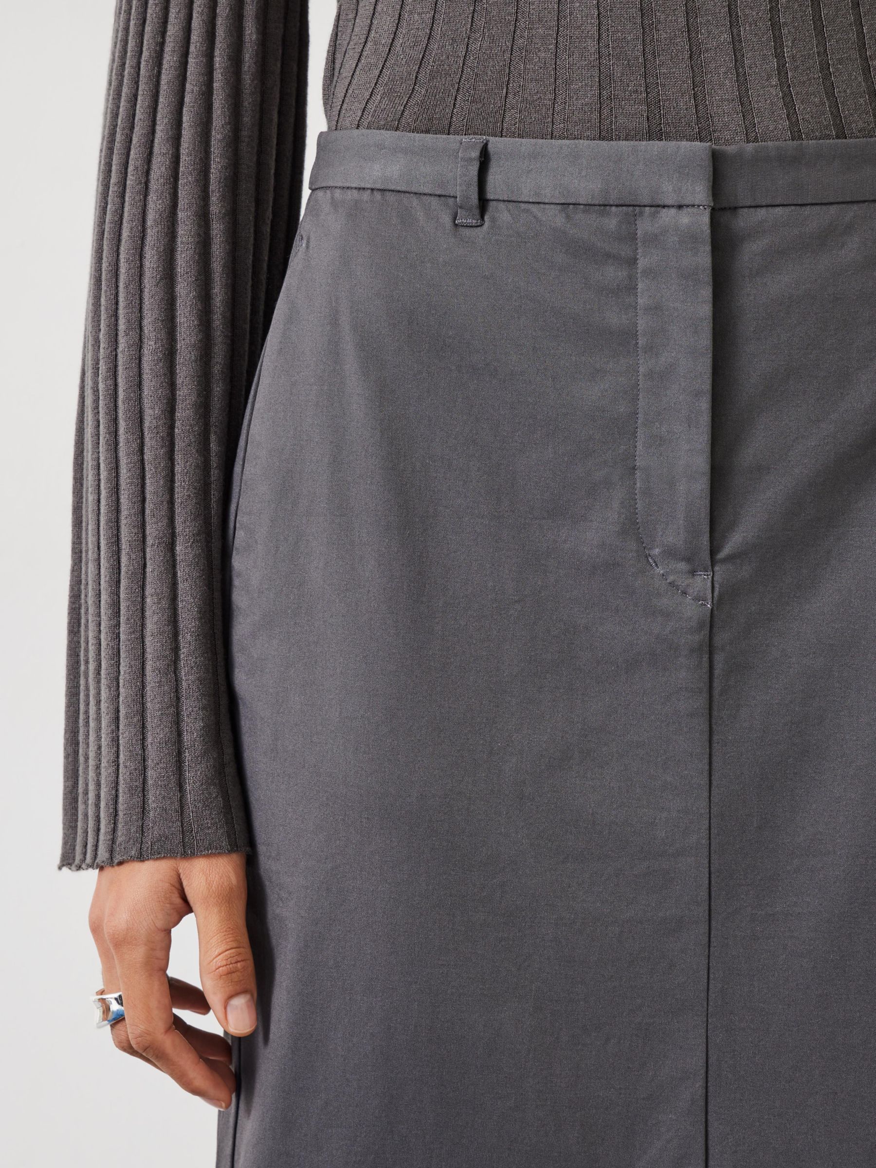 Buy HUSH Farrah Column Maxi Cotton Skirt, Deep Grey Online at johnlewis.com