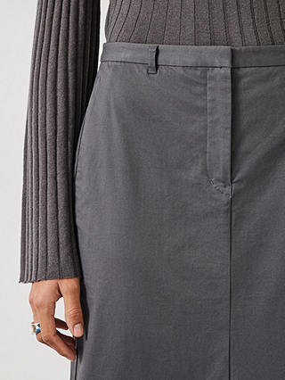 HUSH Farrah Column Maxi Cotton Skirt, Deep Grey