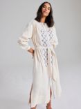 Cape Cove Contrast Embroidered Midi Dress, Cream, Cream