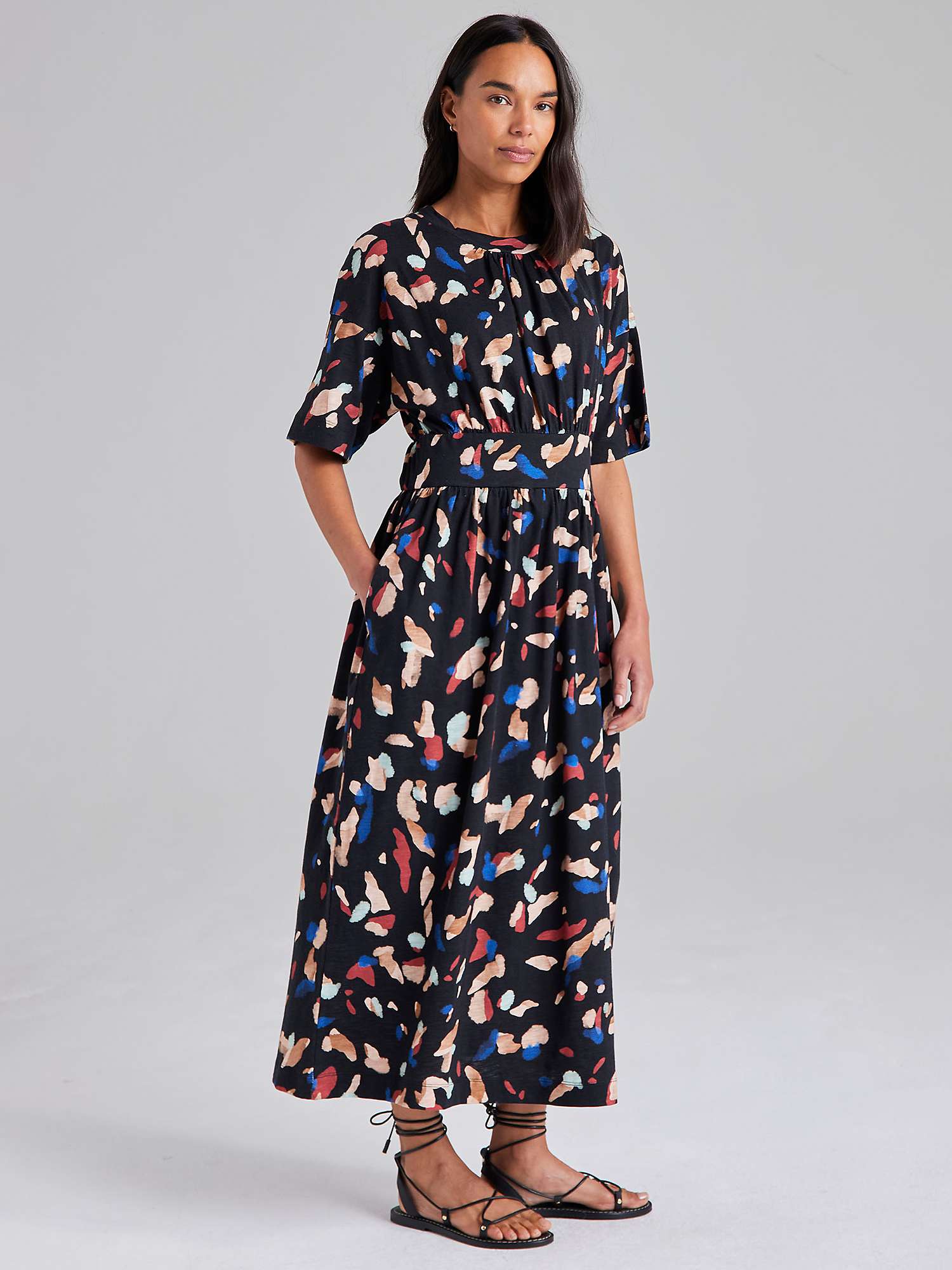 Buy Cape Cove Smugle Abstract Print Jersey Midi Dress, Black/Multi Online at johnlewis.com