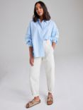 Cape Cove Stripe Botanical Embroidered Blouse, Ice Blue, Ice Blue