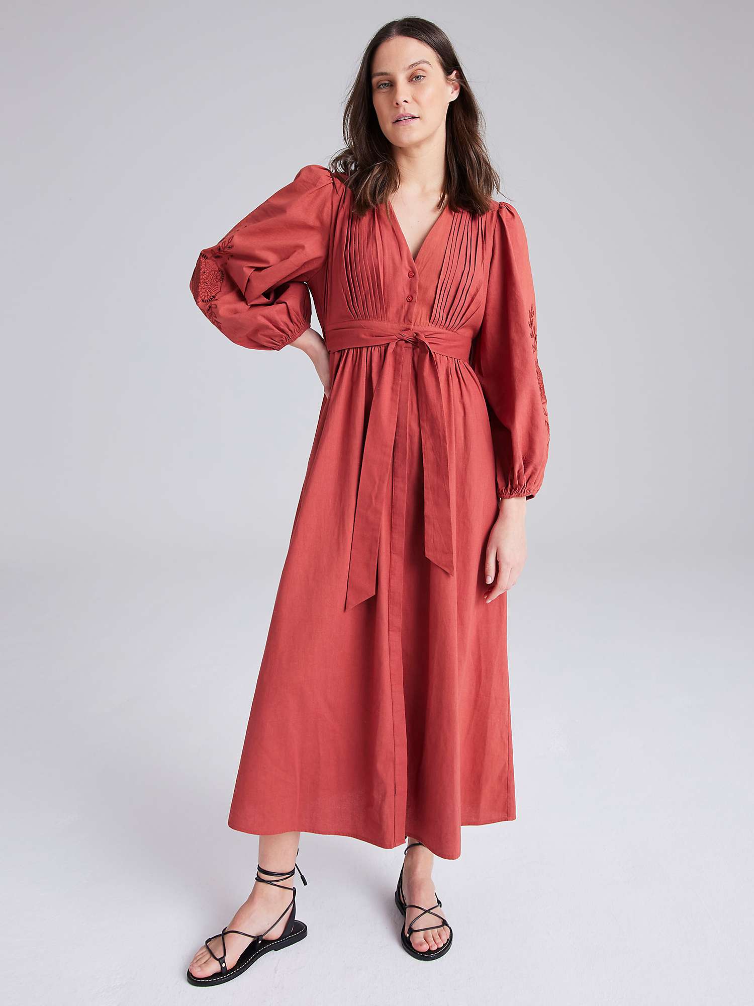 Buy Cape Cove Mandala Cutwork V-Neck Midi Dress, Rust Online at johnlewis.com