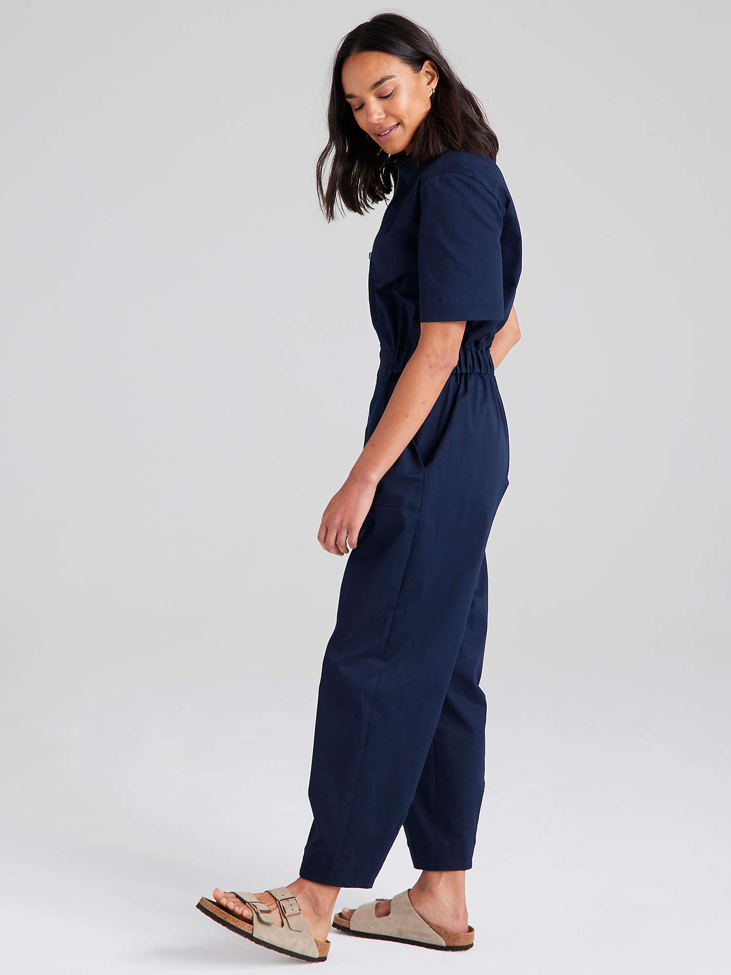 Buy Cape Cove Cotton Twill Utility Jumpsuit, Navy Online at johnlewis.com