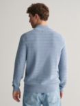 GANT Half-Zip Striped Cotton Knit Jumper, Blue