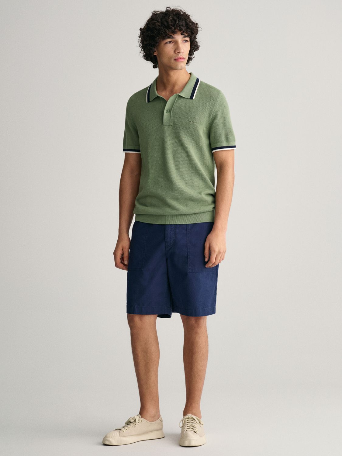 Buy GANT Cotton Pique Short Sleeve Polo Shirt, Green Online at johnlewis.com
