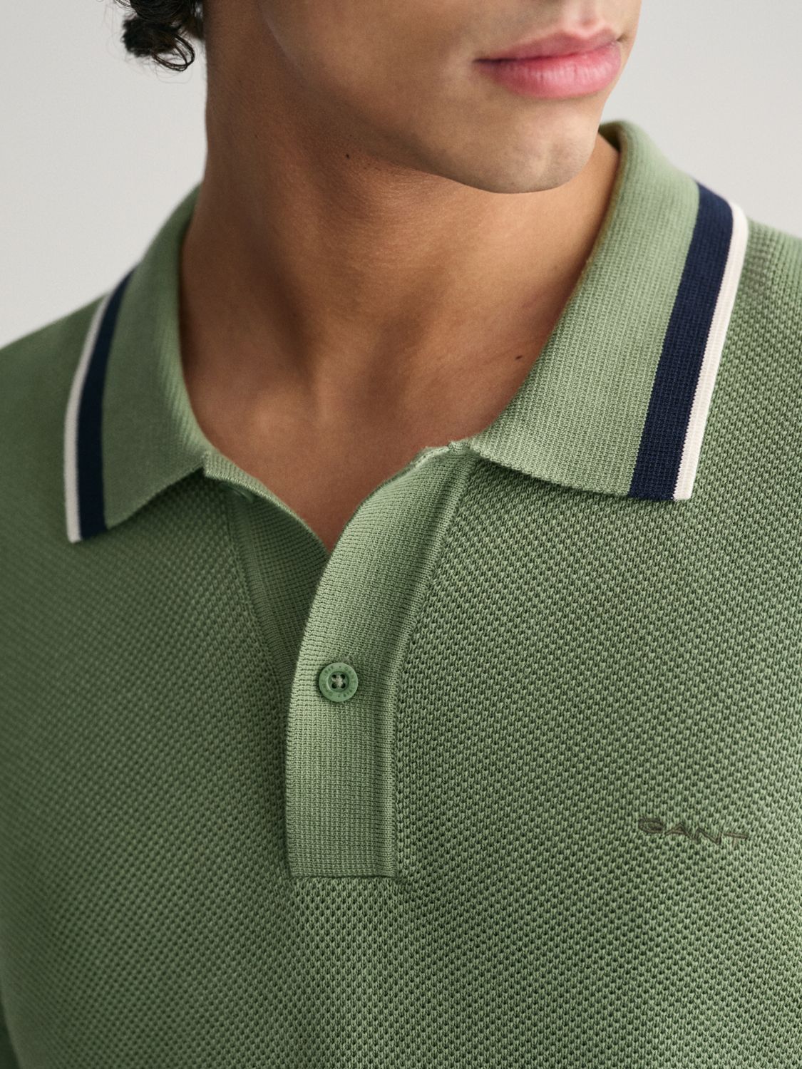 Buy GANT Cotton Pique Short Sleeve Polo Shirt, Green Online at johnlewis.com