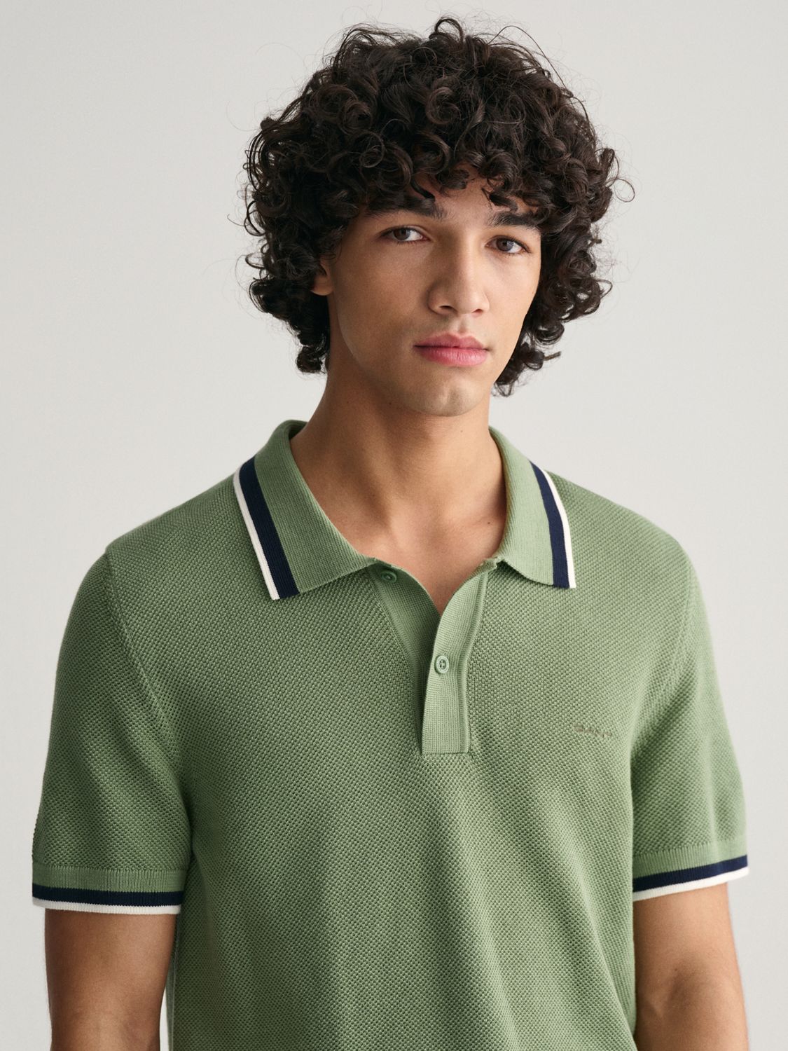 GANT Cotton Pique Short Sleeve Polo Shirt, Green, M