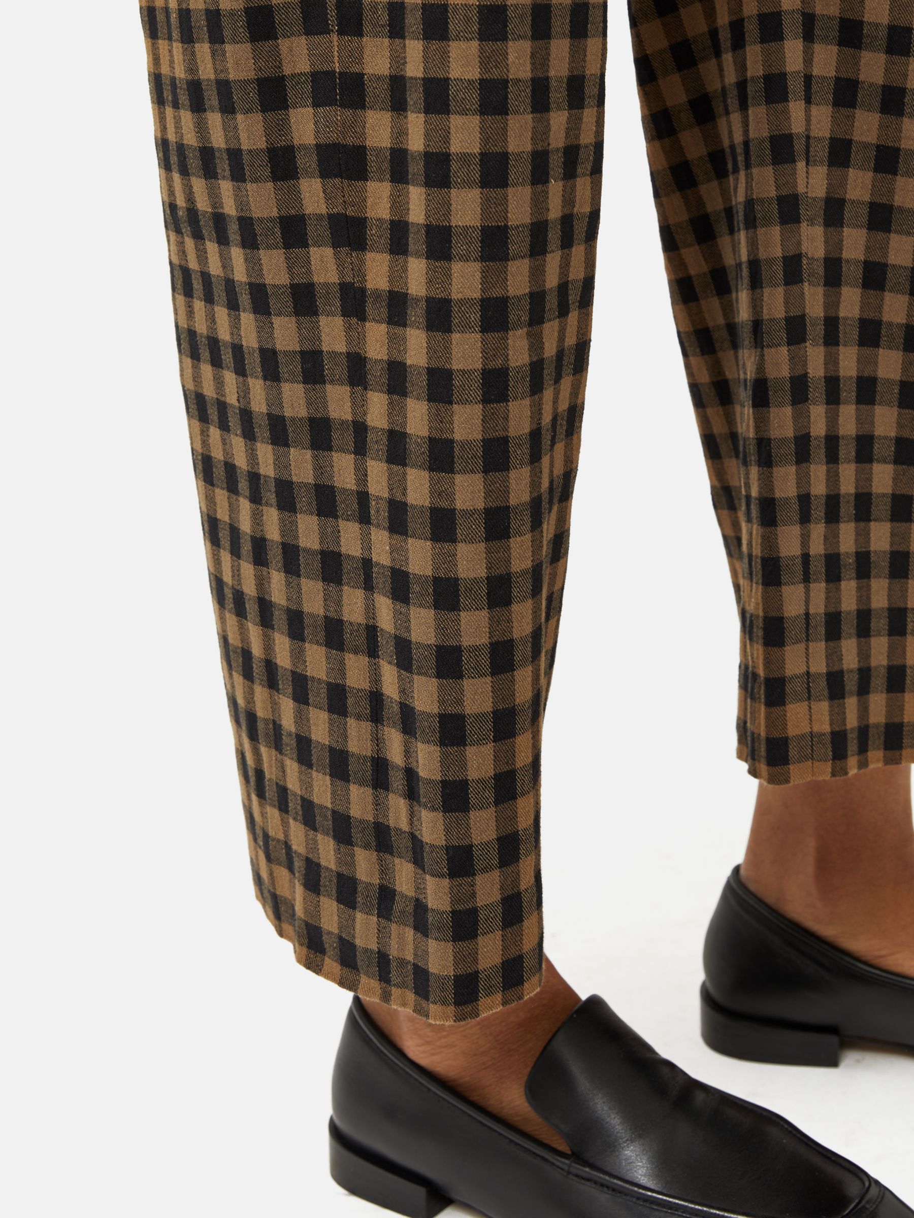 Buy Jigsaw Dale Linen Blend Check Trousers, Khaki/Black Online at johnlewis.com