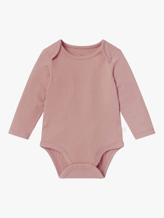 MORI Baby Ribbed Long Sleeve Bodysuit, Pink