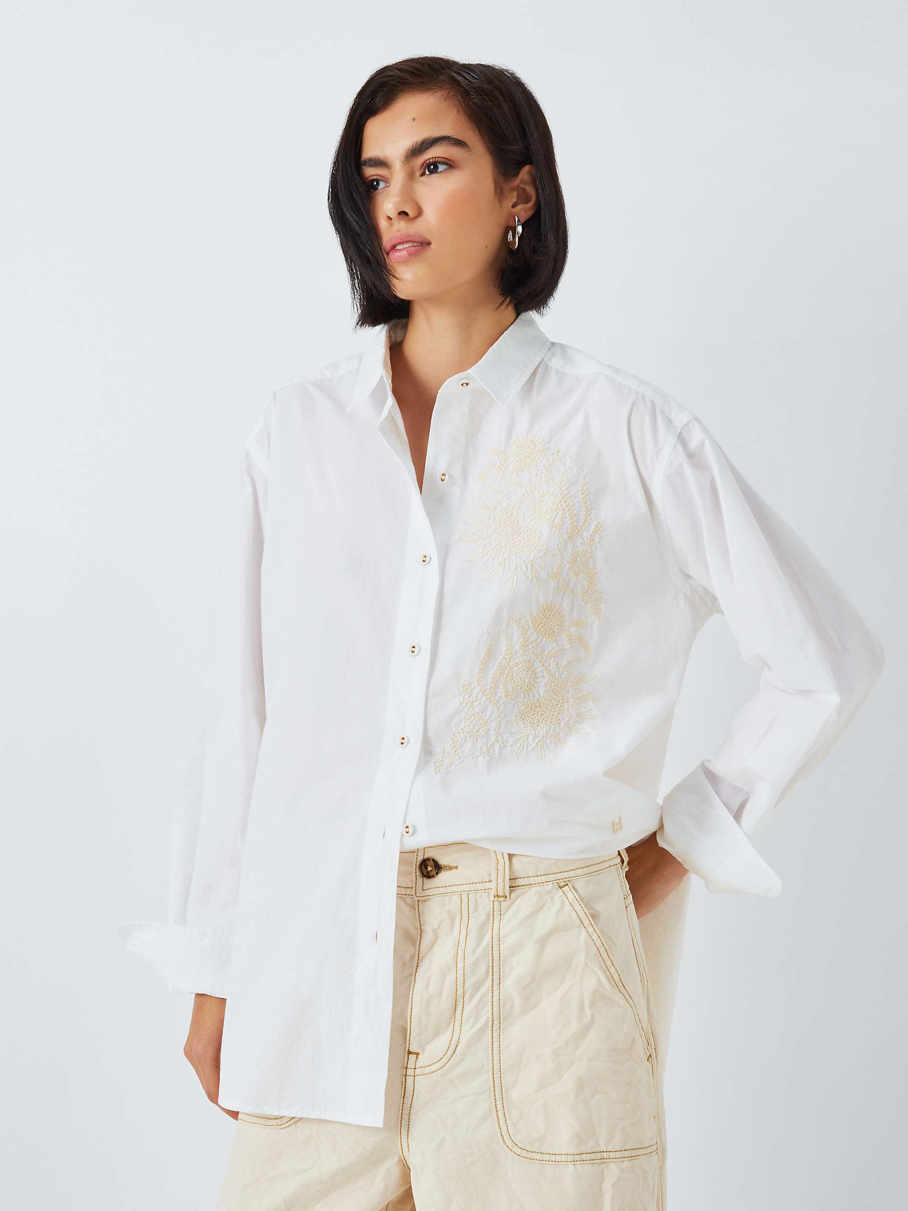 Buy Leon & Harper Cadeau Embroidered Shirt, White Online at johnlewis.com