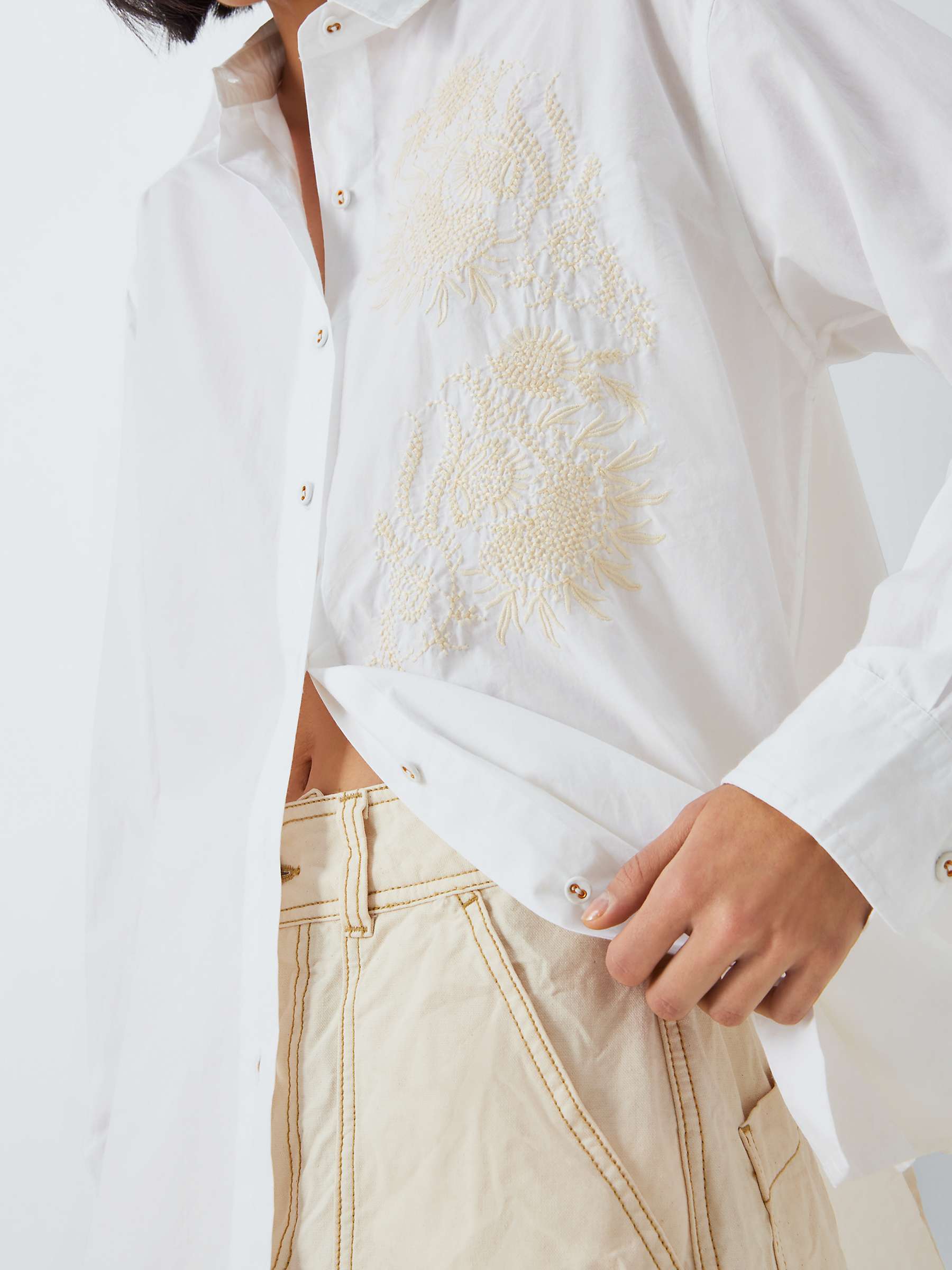 Buy Leon & Harper Cadeau Embroidered Shirt, White Online at johnlewis.com